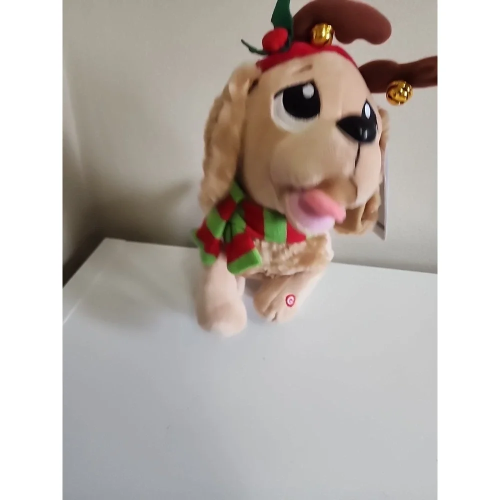 Gemmy Animated Dog Cocker‎ Spaniel Christmas Reindeer Antlers Musical Dances